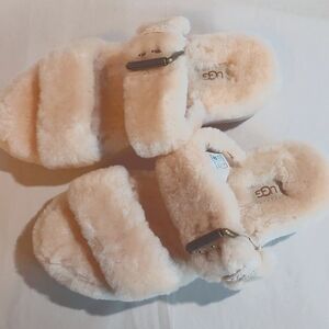 UGG platform slippers, nwot or box. Cream color. Adjustable buckle.